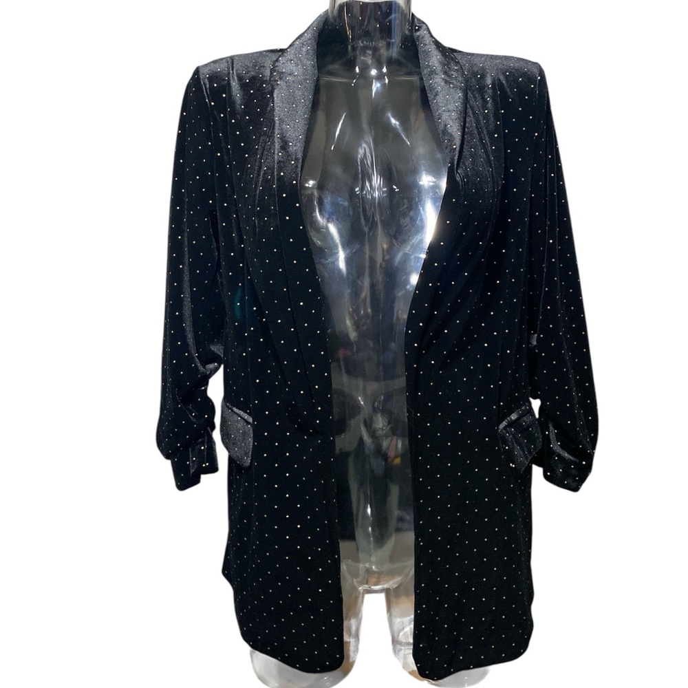 Meg & Margot Velvet Open Front Blazer